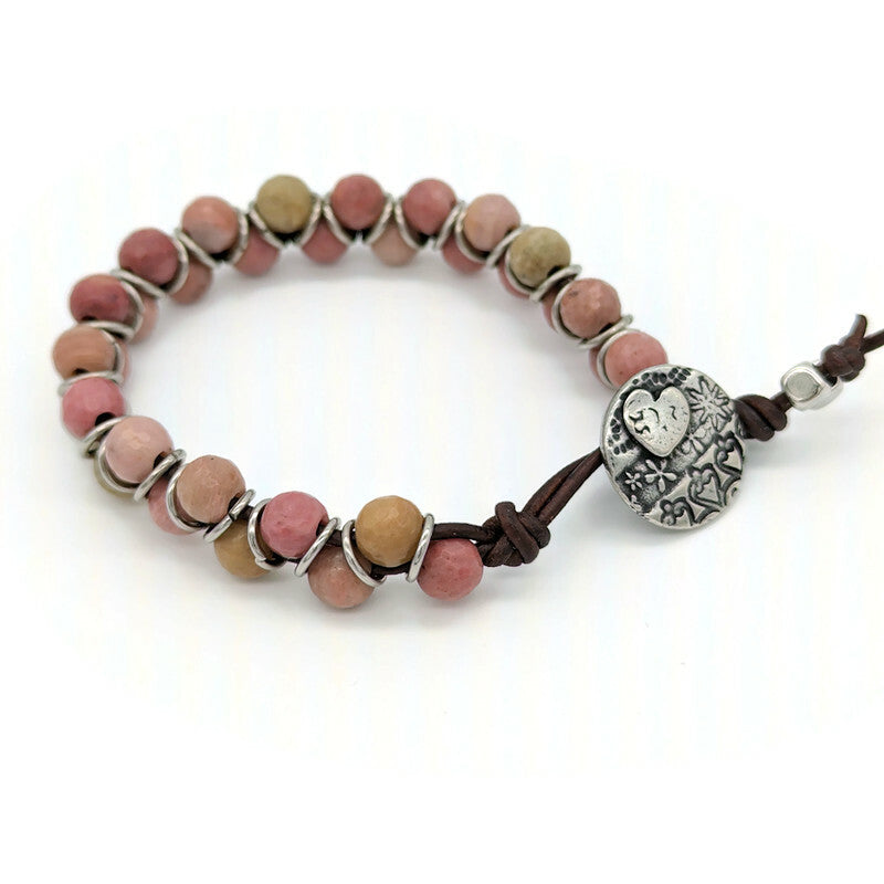 Rhodonite Leather Bangle