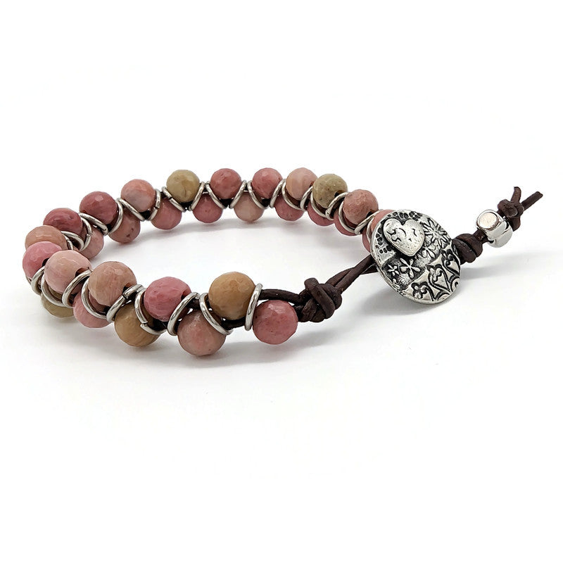 Rhodonite Leather Bangle