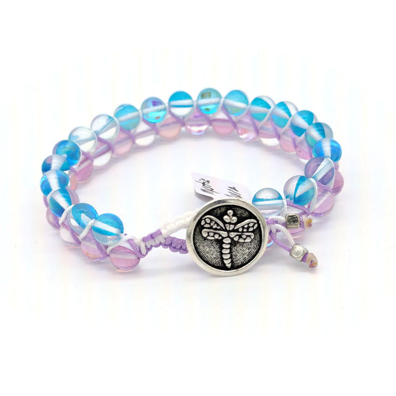 Mystic Aura Quartz Blue/Pink - Macrame Weave
