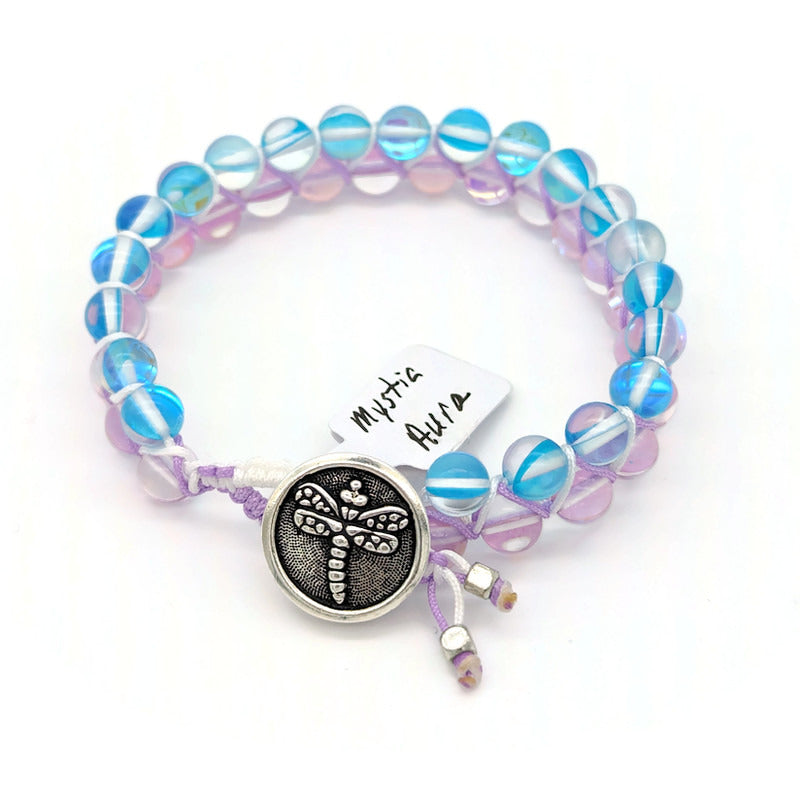 Mystic Aura Quartz Blue/Pink - Macrame Weave