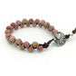 Rhodonite Leather Button Bracelet