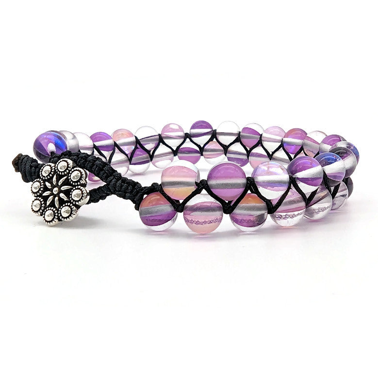 Mystic Aura Quartz Purple- Button Bracelet