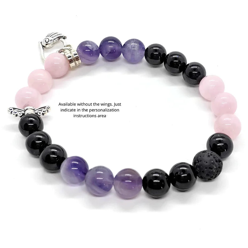 Rose quartz amethyst and black deals tourmaline
