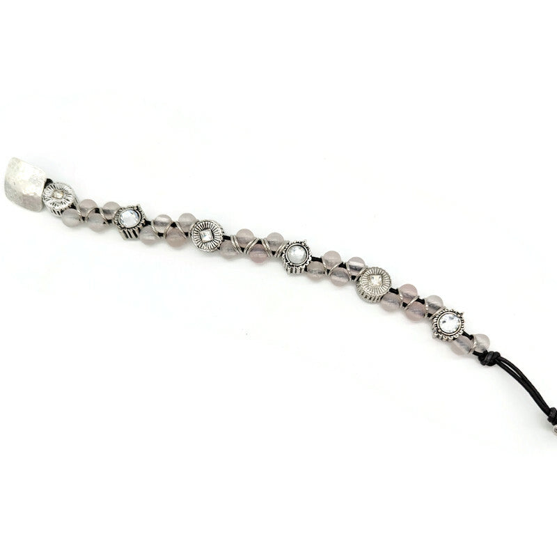 Rose Quartz Leather Bangle