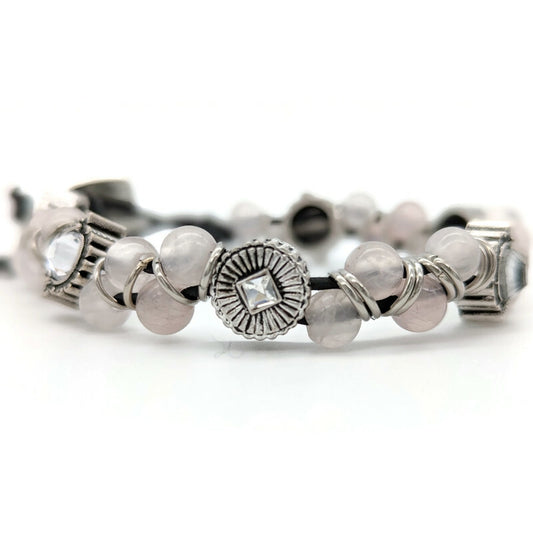 Rose Quartz Leather Bangle